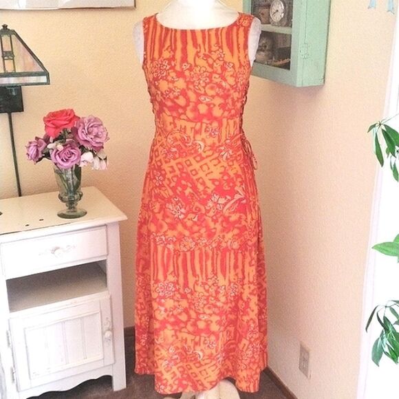 Tropical Inspired Orange Midi/Maxi Dress - Picture 1 of 11